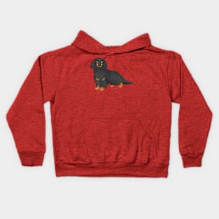 Black & Tan Longhaired Dachshund Dog Kids Hoodie